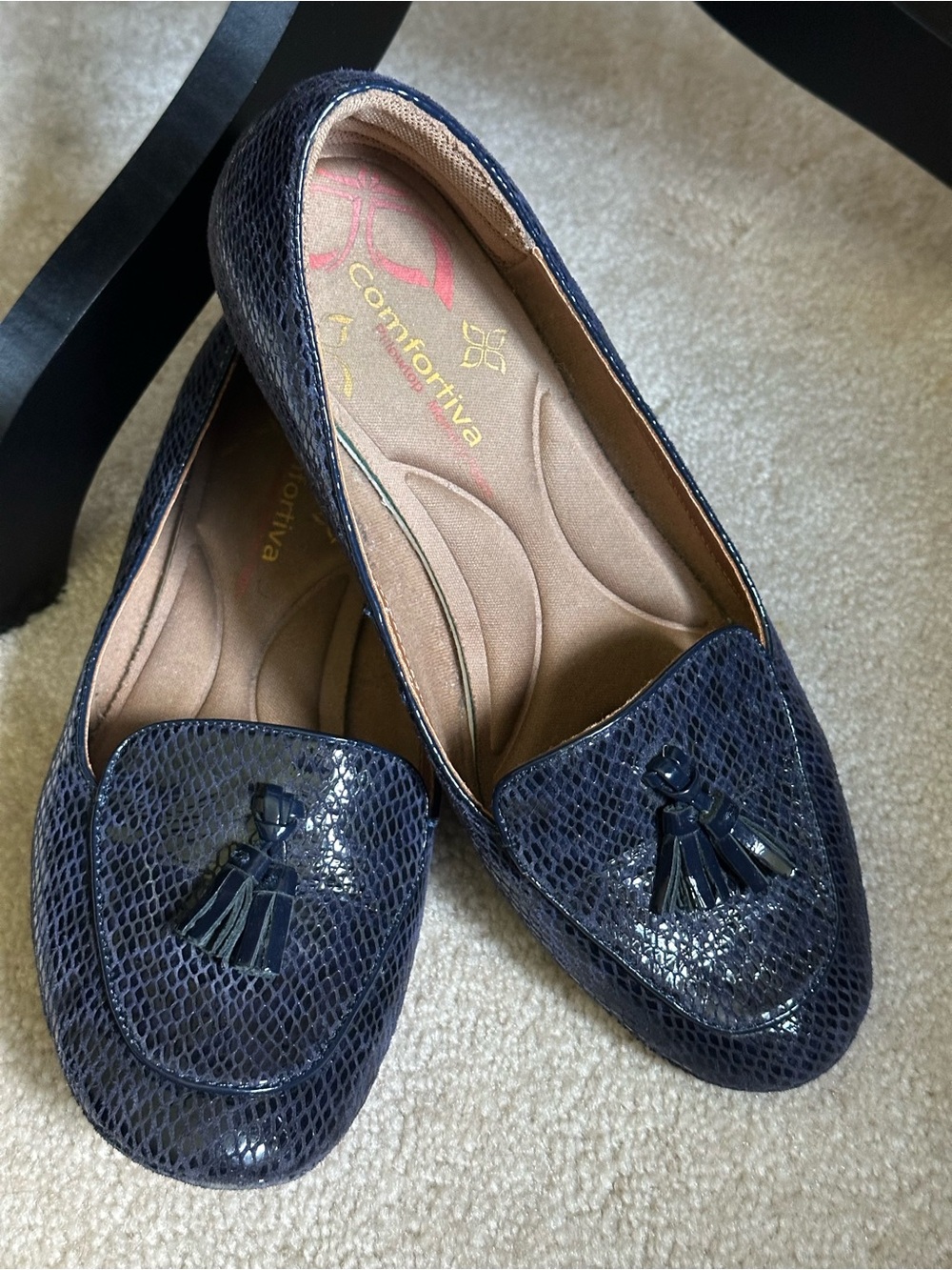 Comfortiva Women's Navy Tassel Loafers